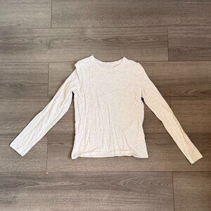 Everlane The Organic Cotton Long-Sleeve Crew in Oatmeal, Size Small
